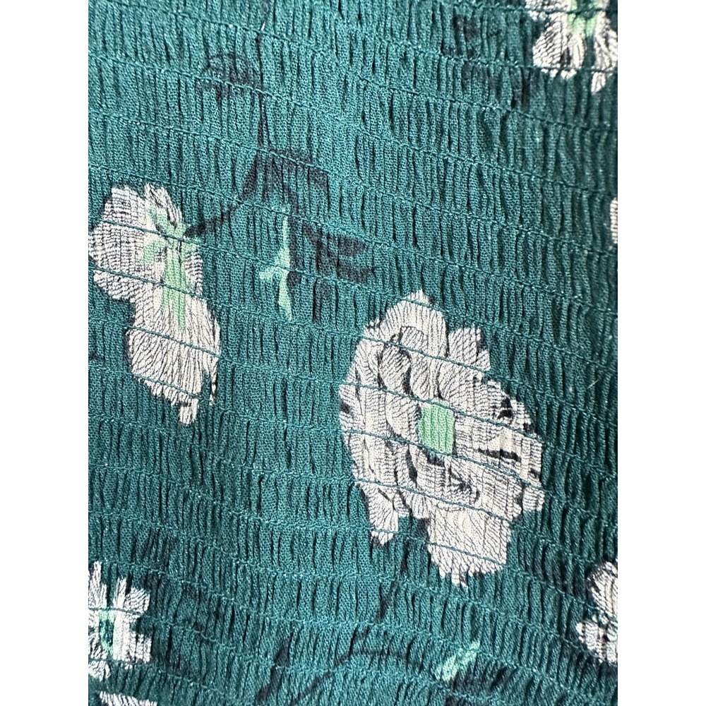 Torrid Babydoll Tunic Teal Floral Smocked Boho Cottagecore Casual Size 1 Casual - Picture 14 of 16
